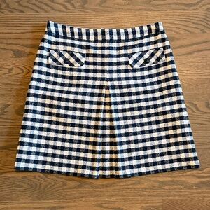 Brooks Brothers Navy and White Gingham A-Line Skirt